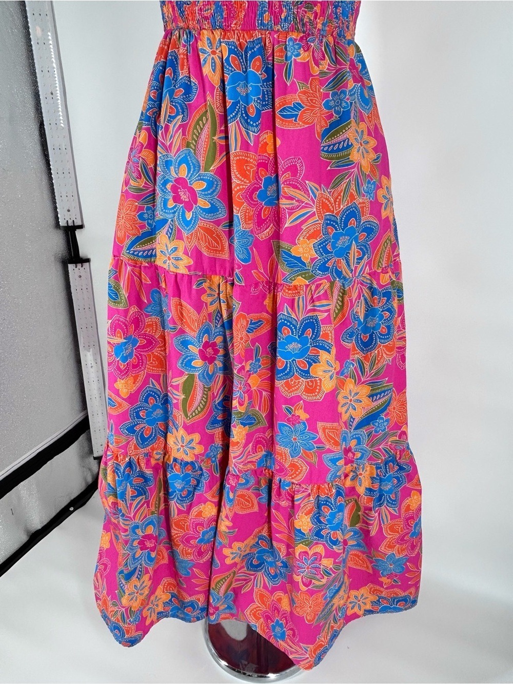 Sugarlips Floral Smocked Bodice Tiered Ruffle Midi Dress Medium - Picture 7 of 13